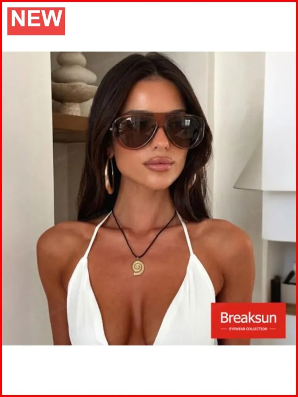 Retro Oversized Aviator Sunglasses Women Men 70s Thick Frame Shield